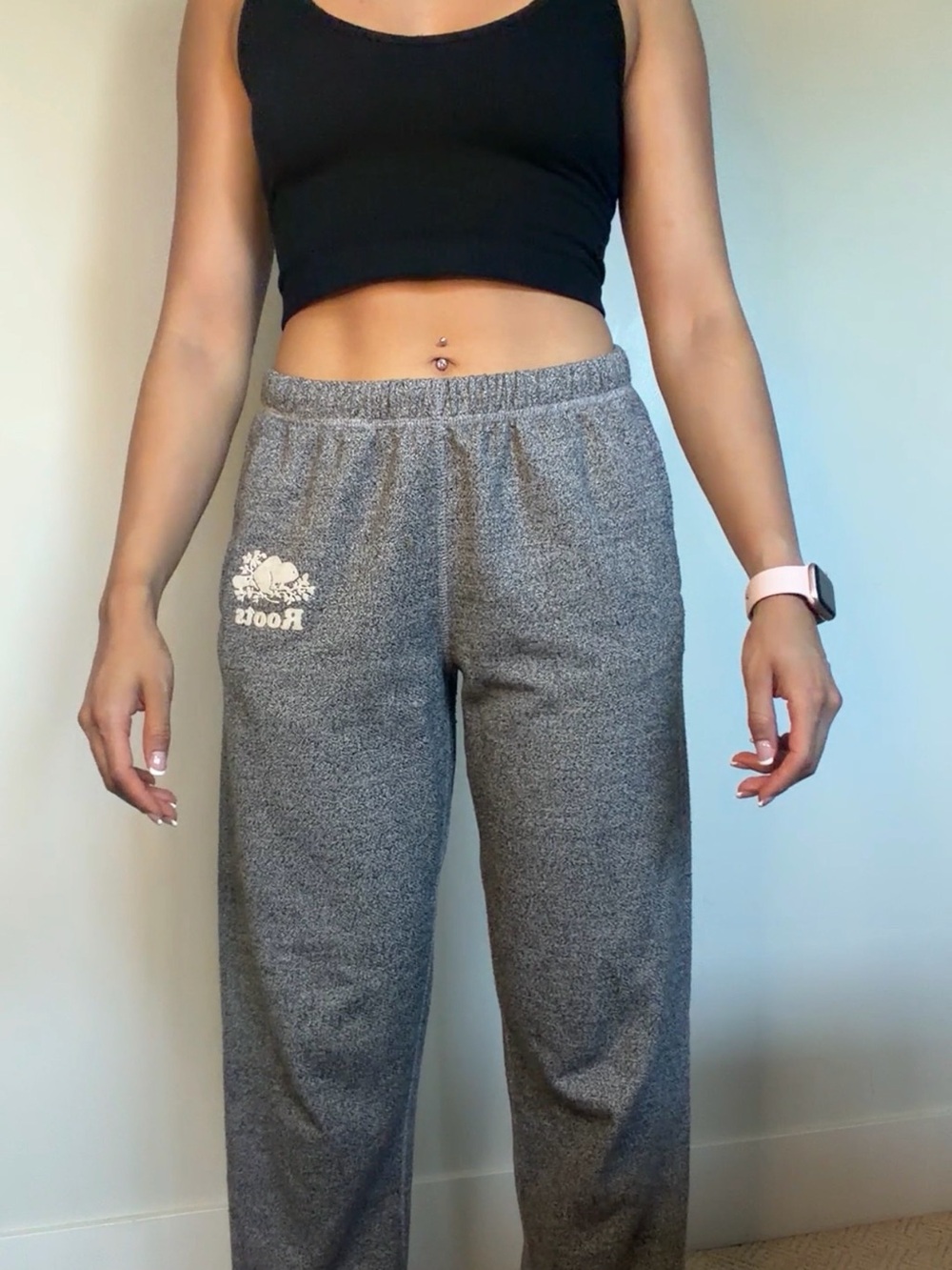 Roots Gray Marled Track Pants with White Logo